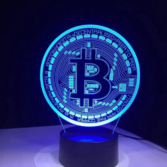 CryptoGlow™ – Lampa LED 3D Bitcoin